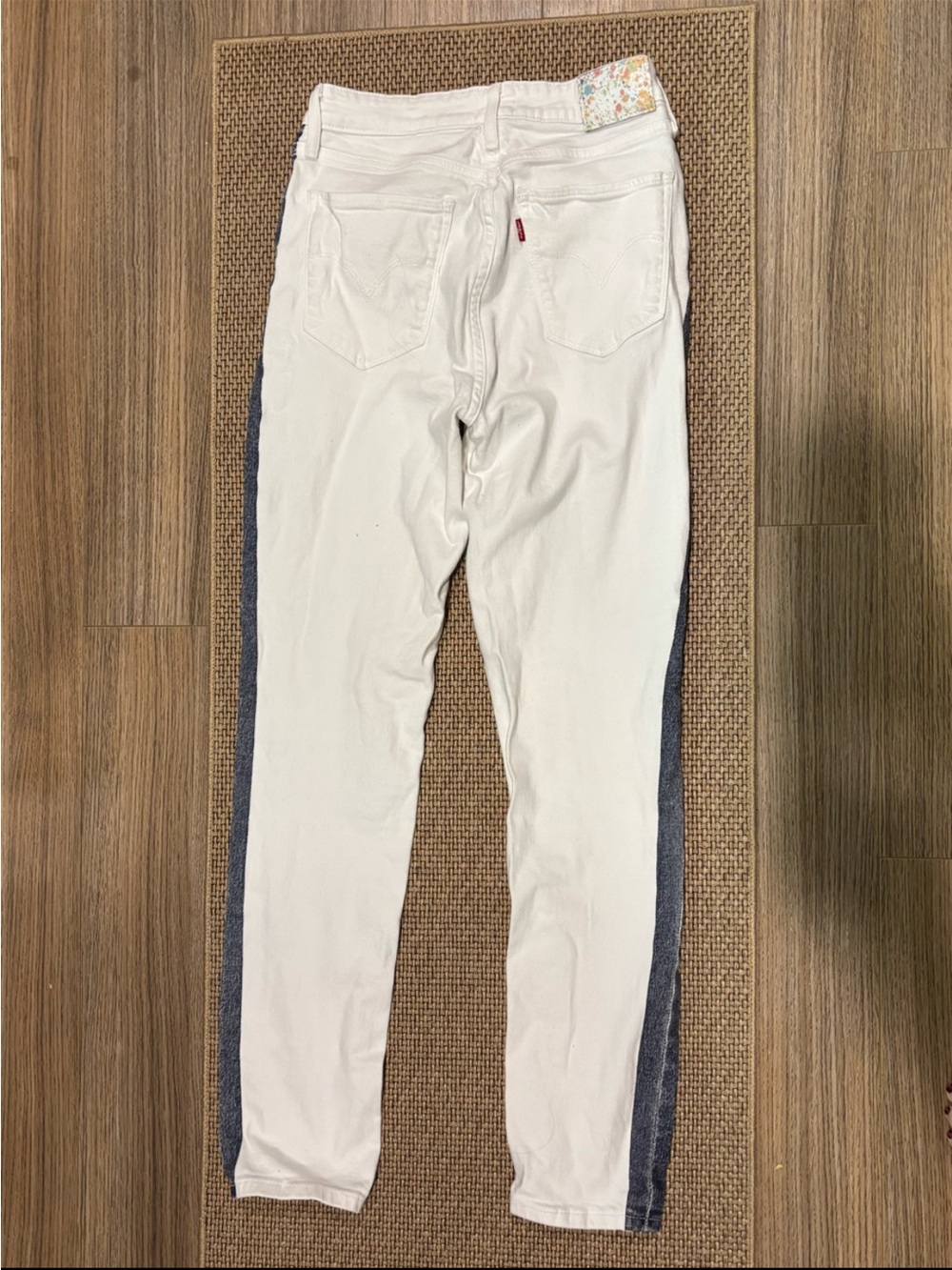 Size 28 White Denim/Blue Denim Accent (Along Outseam Hem) Straight Leg Levi’s